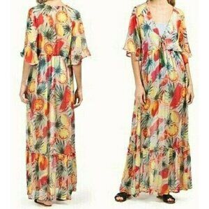 New America & Beyond Fruit Punch Sheer Cover Up Womens Medium Kaftan Dress